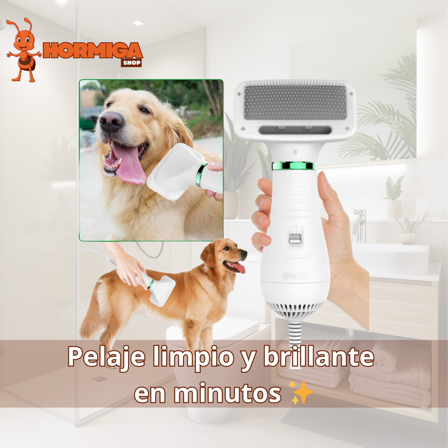SECADOR Y CEPILLO 2 EN 1 PARA MASCOTAS - PETDRY PRO